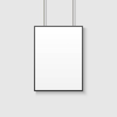 Beyaz poster mockup gri duvar