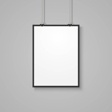 Beyaz poster mockup gri duvar