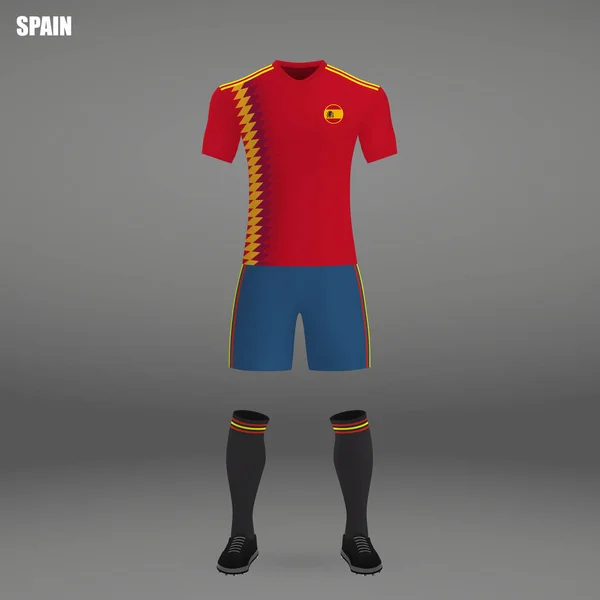 Kit Futebol Espanha 2018 Modelo Camiseta Para Camisa Futebol Ilustração — Vetor de Stock