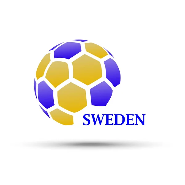 サッカーのバナーです スウェーデンの国旗の色と抽象的なサッカー ボールのベクトル イラスト — ストックベクタ