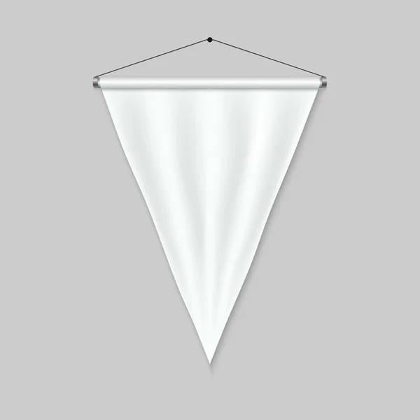 Modelo Pennant Realista Bandeira Branco — Vetor de Stock