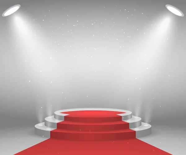 Bühne Mit Lichtern Zur Preisverleihung Das Beleuchtete Runde Podium Mit — Stockvektor