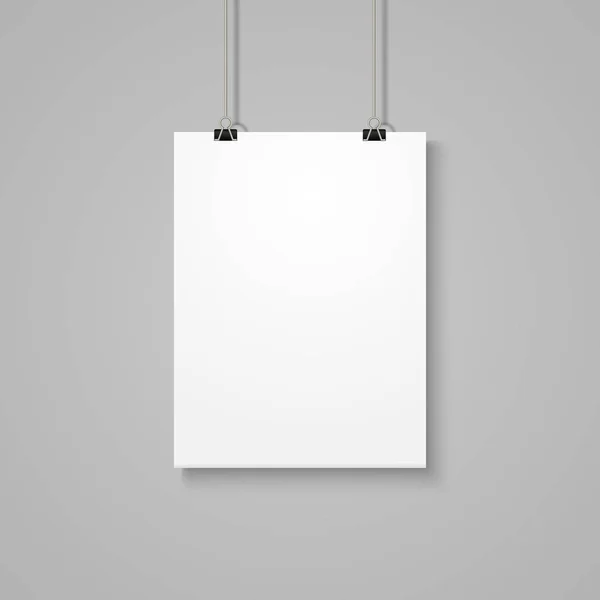 Mockup Cartaz Branco Parede Cinza — Vetor de Stock