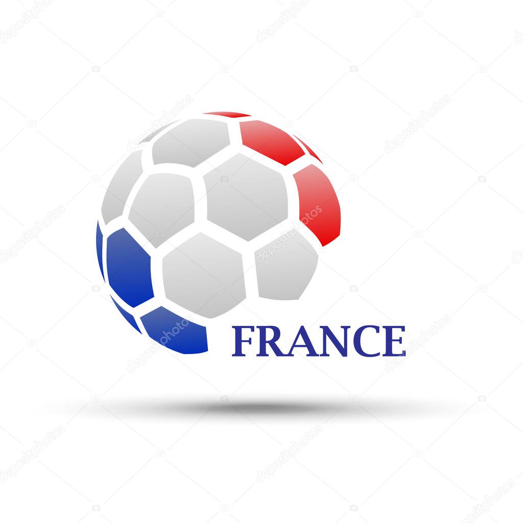 Football banner. Vector illustration of abstract soccer ball with France national flag colors