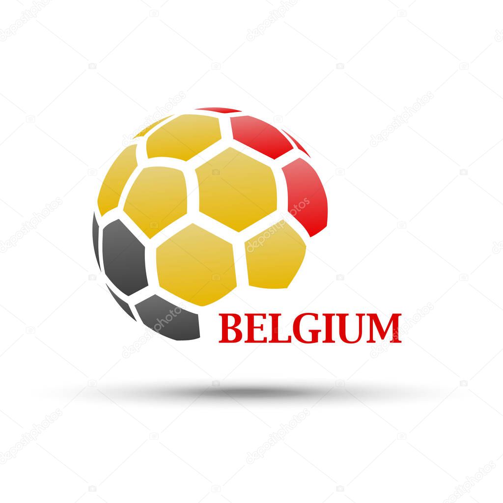 Football banner. Vector illustration of abstract soccer ball with Belgium national flag colors