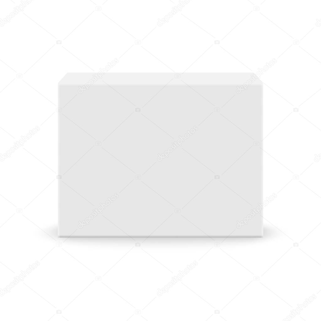 Realistic white blank box for design on white background. Vector illustration
