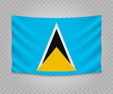 Saint Lucia bayrağı asılı gerçekçi. Boş kumaş banner illüstrasyon tasarımı.