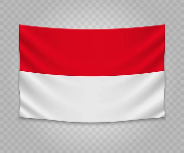 Bendera Gantung Monako Yang Realistis Desain Ilustrasi Banner Kain Kosong - Stok Vektor