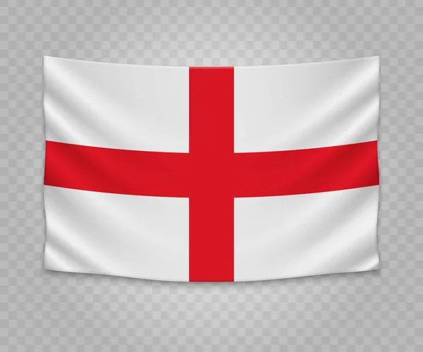 Ρεαλιστική Κρεμώντας Σημαία Της Αγγλίας Άδειο Ύφασμα Πανό Εικονογράφηση Σχεδιασμός — Διανυσματικό Αρχείο