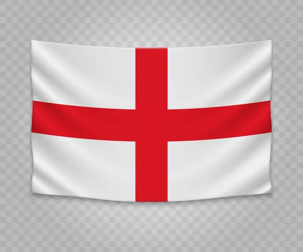 Bandera Colgante Realista Inglaterra Diseño Ilustración Banner Tela Vacía — Vector de stock