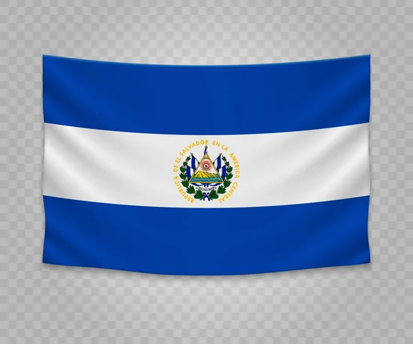 Ρεαλιστικό Κρέμονται Σημαία Του Σαλβαδόρ Άδειο Ύφασμα Πανό Εικονογράφηση Σχεδιασμός — Διανυσματικό Αρχείο