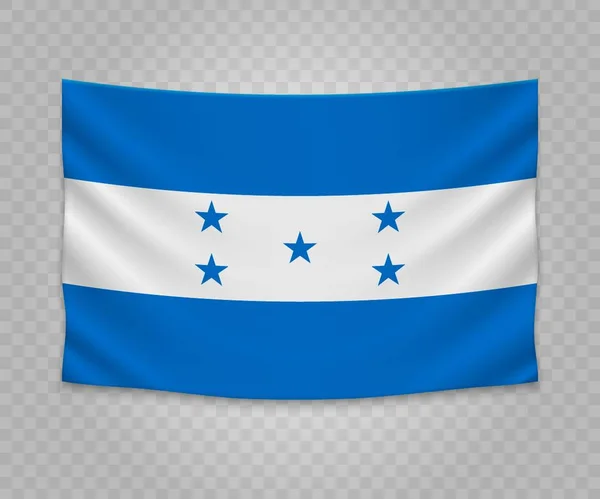 Realistiska Hängande Flagga Honduras Tom Tyg Banner Illustration Design — Stock vektor