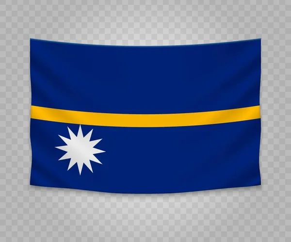 Realistische Hangende Vlag Van Nauru Ontwerp Van Illustratie Van Banner — Stockvector