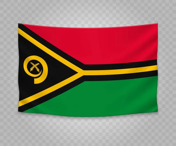 Realistische Hangende Vlag Van Vanuatu Ontwerp Van Illustratie Van Banner — Stockvector