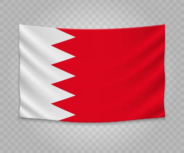 Bandera Colgante Realista Bahréin Diseño Ilustración Banner Tela Vacía — Vector de stock