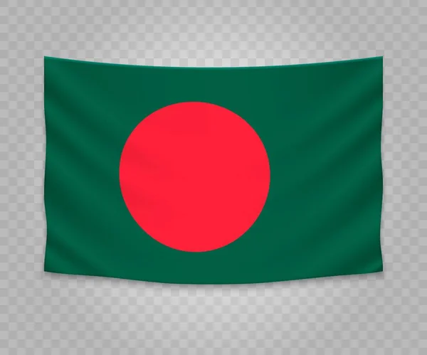 Bandera Colgante Realista Bangladesh Diseño Ilustración Banner Tela Vacía — Vector de stock