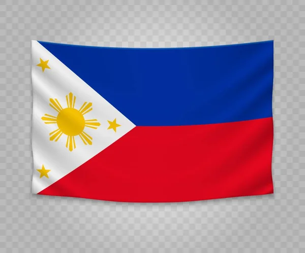 Bandera Colgante Realista Filipinas Diseño Ilustración Banner Tela Vacía — Vector de stock