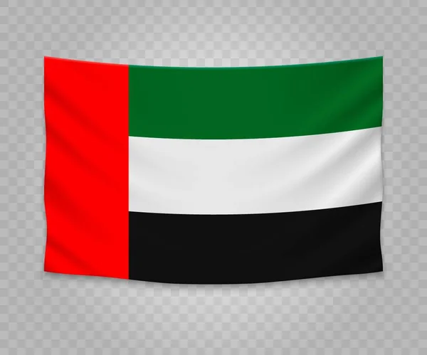 Bandiera Realistica Appesa Degli Emirati Arabi Uniti Disegno Illustrazione Del — Vettoriale Stock
