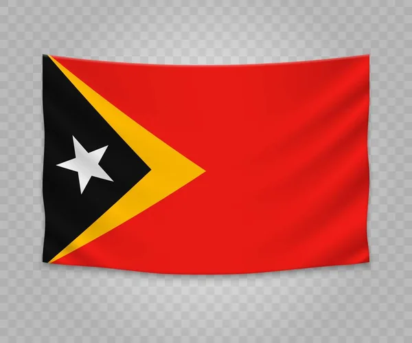 Realistisch Opknoping Vlag Van Oost Timor Ontwerp Van Illustratie Van — Stockvector