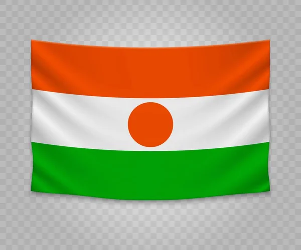 Drapeau Suspendu Réaliste Niger Illustration Bannière Tissu Vide — Image vectorielle