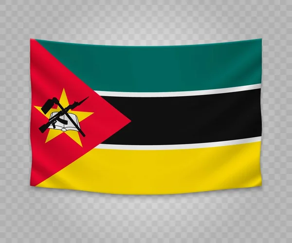 Realistic Hanging Flag Mozambique Empty Fabric Banner Illustration Design — Stock Vector