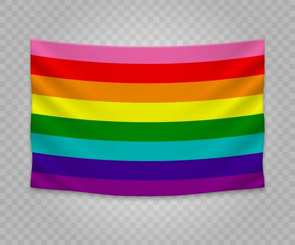 Realistiska Hängande Flagga Gay Tom Tyg Banner Illustration Design — Stock vektor