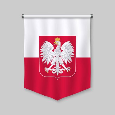 Polonya bayrağı ile 3D gerçekçi flama