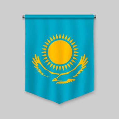 Kazakistan bayrağı ile 3D gerçekçi flama
