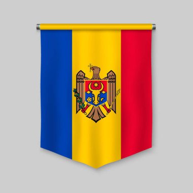 Moldova bayrağı ile 3D gerçekçi flama