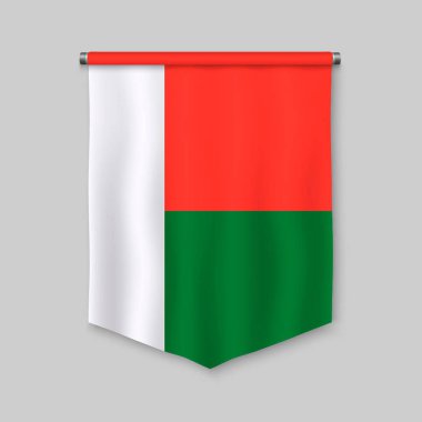 Madagaskar bayrağı ile 3D gerçekçi flama