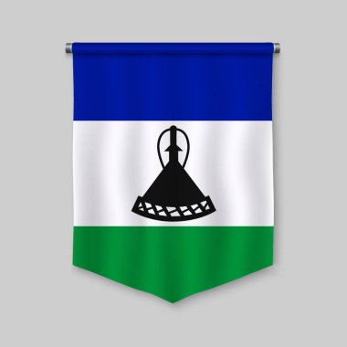 Lesoto bayrağı ile 3D gerçekçi flama