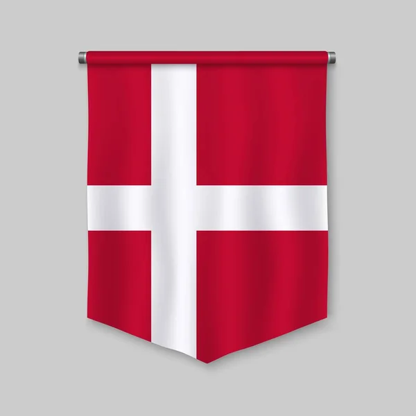 Realistic Pennant Flag Denmark — Stock Vector