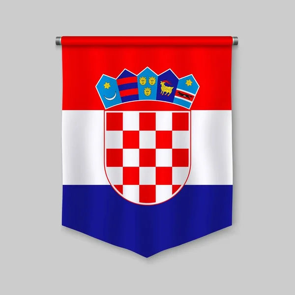 Gagliardetto Realistico Con Bandiera Della Croazia — Vettoriale Stock