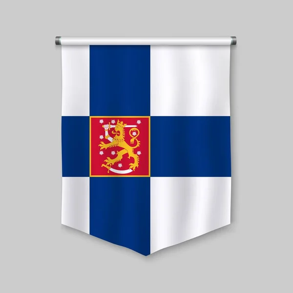 Finlandiya Bayrağı Ile Gerçekçi Flama — Stok Vektör