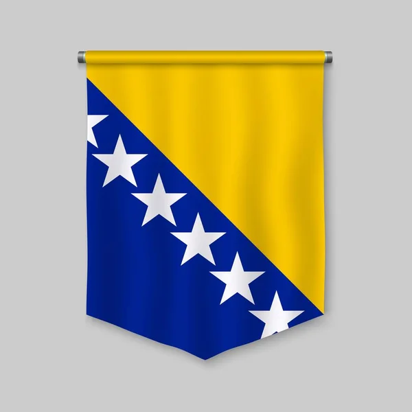 Banderín Realista Con Bandera Bosnia — Archivo Imágenes Vectoriales