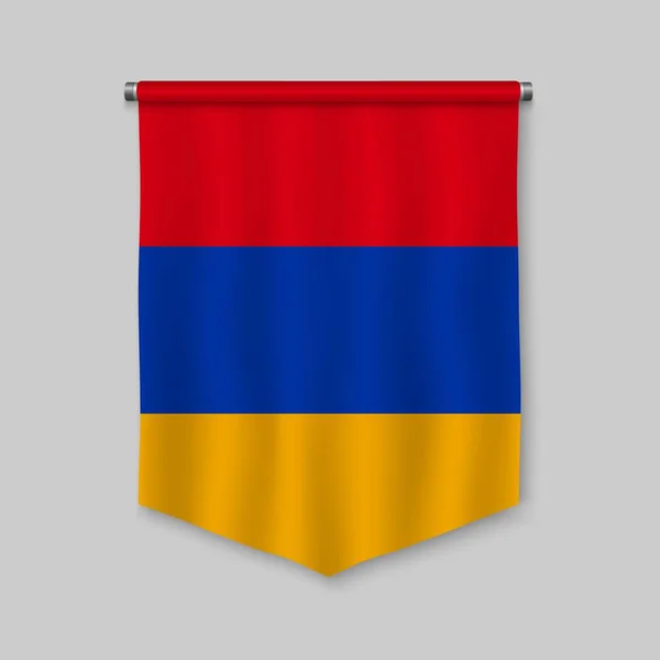 Realistischer Wimpel Mit Der Flagge Von Armenien — Stockvektor