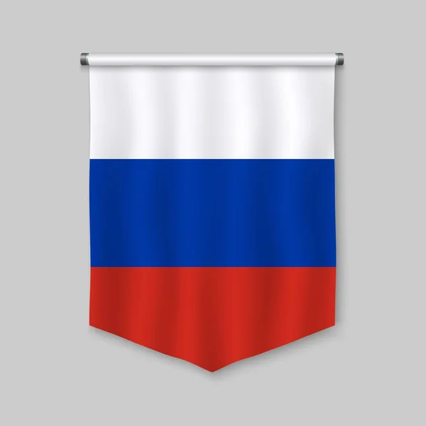 Fanion Réaliste Avec Drapeau Russie — Image vectorielle