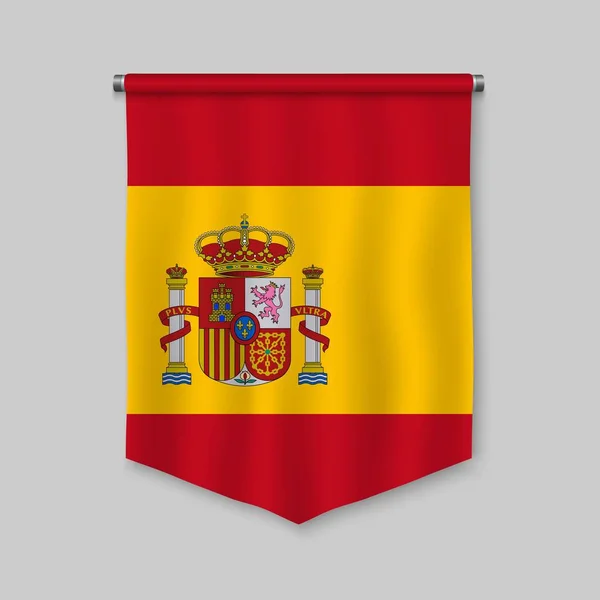 Banderín Realista Con Bandera España — Vector de stock