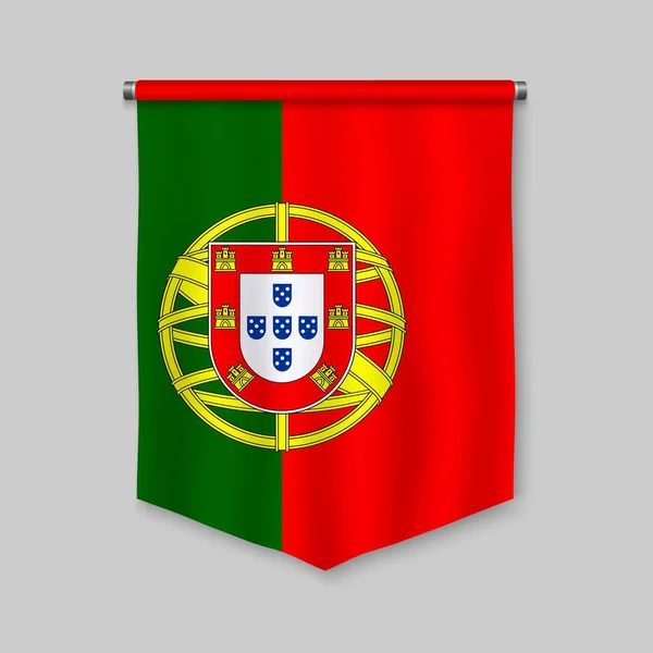 Portekiz Bayrağı Ile Gerçekçi Flama — Stok Vektör