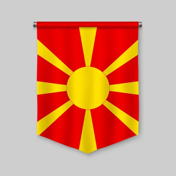 Realistic Pennant Flag Macedonia — Stock Vector