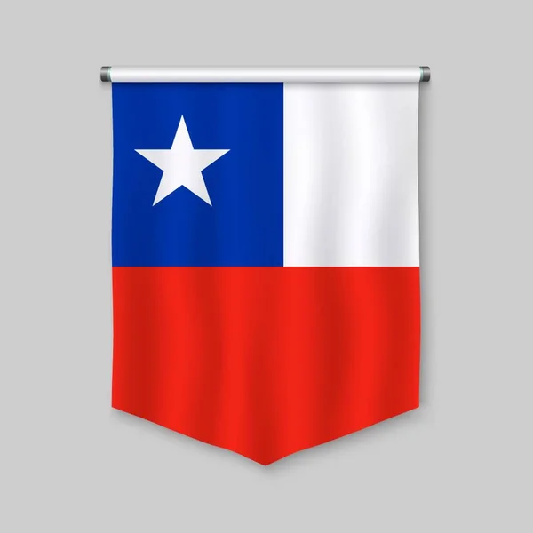 Pingente Realista Com Bandeira Chile — Vetor de Stock