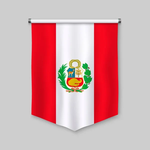 Realistischer Wimpel Mit Flagge Von Peru — Stockvektor