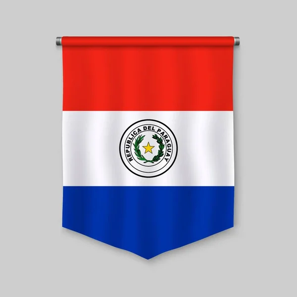 Realistic Pennant Flag Paraguay — Stock Vector