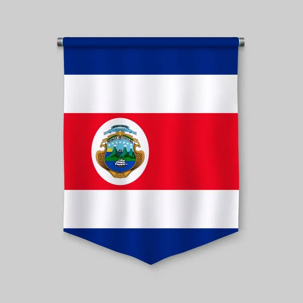 Realistische Wimpel Met Vlag Van Costa Rica — Stockvector