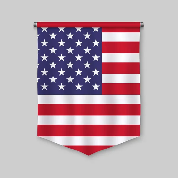 Banderín Realista Con Bandera Estados Unidos — Vector de stock