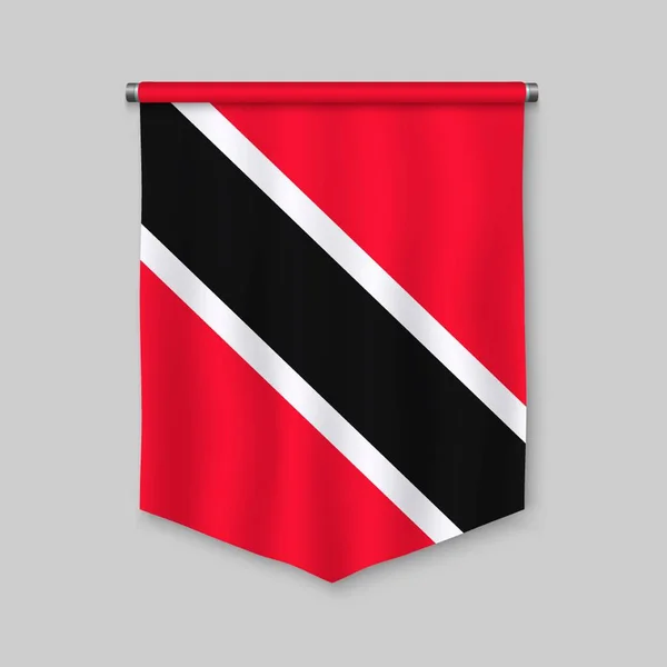 Pingente Realista Com Bandeira Trinidad Tobago — Vetor de Stock