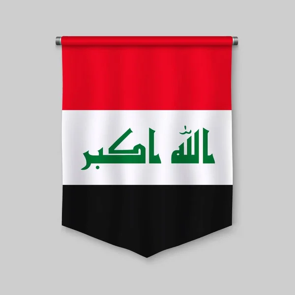 Banderín Realista Con Bandera Iraq — Vector de stock