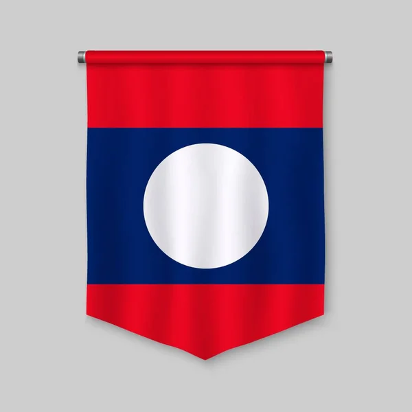 Reális Pennant Laosz Zászlaja — Stock Vector