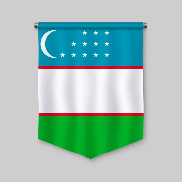 Pingente Realista Com Bandeira Uzbequistão —  Vetores de Stock