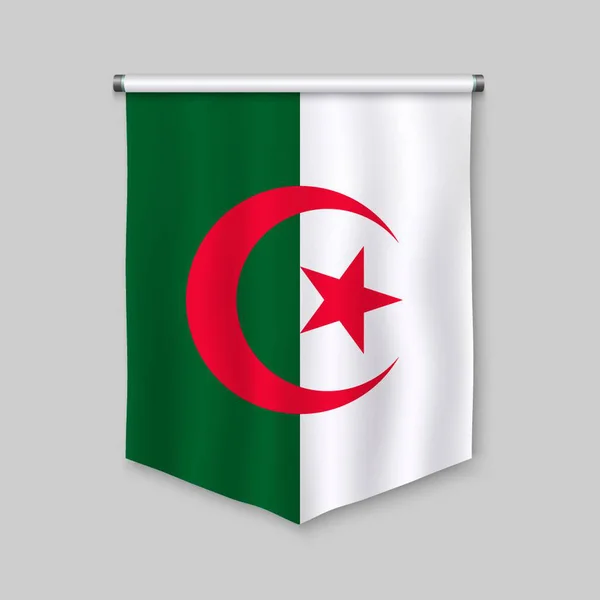 Cezayir Bayrağı Ile Gerçekçi Flama — Stok Vektör
